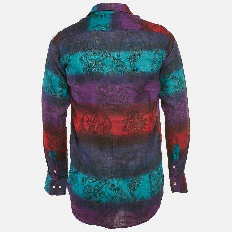 Pre Owned Etro Multicolor Paisley Print Linen Shirt S