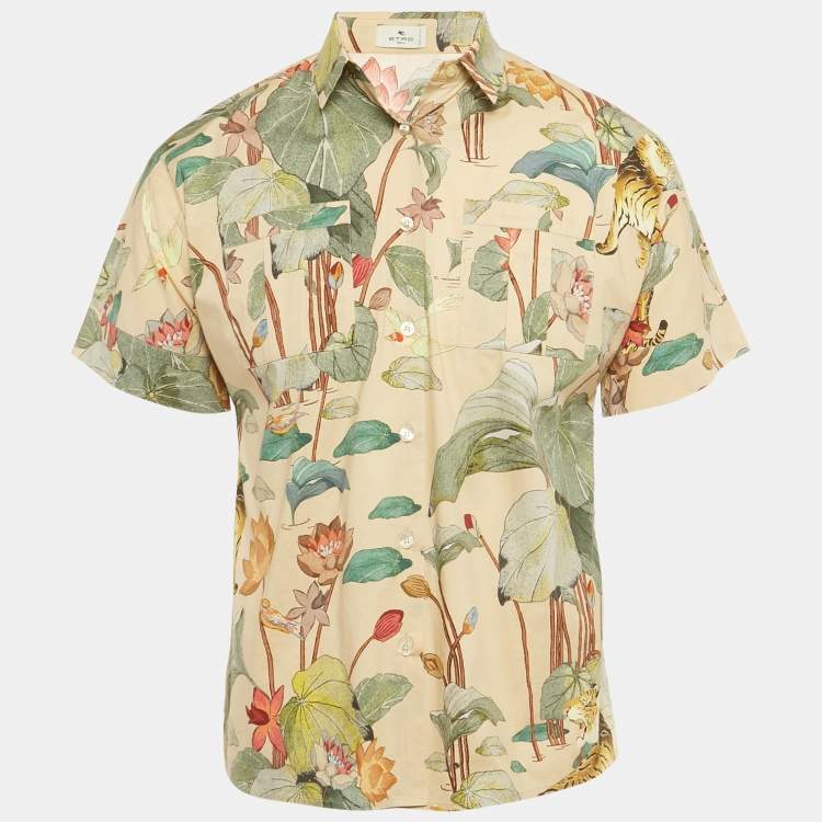 Pre Owned Etro Beige Printed Cotton Shirt M
