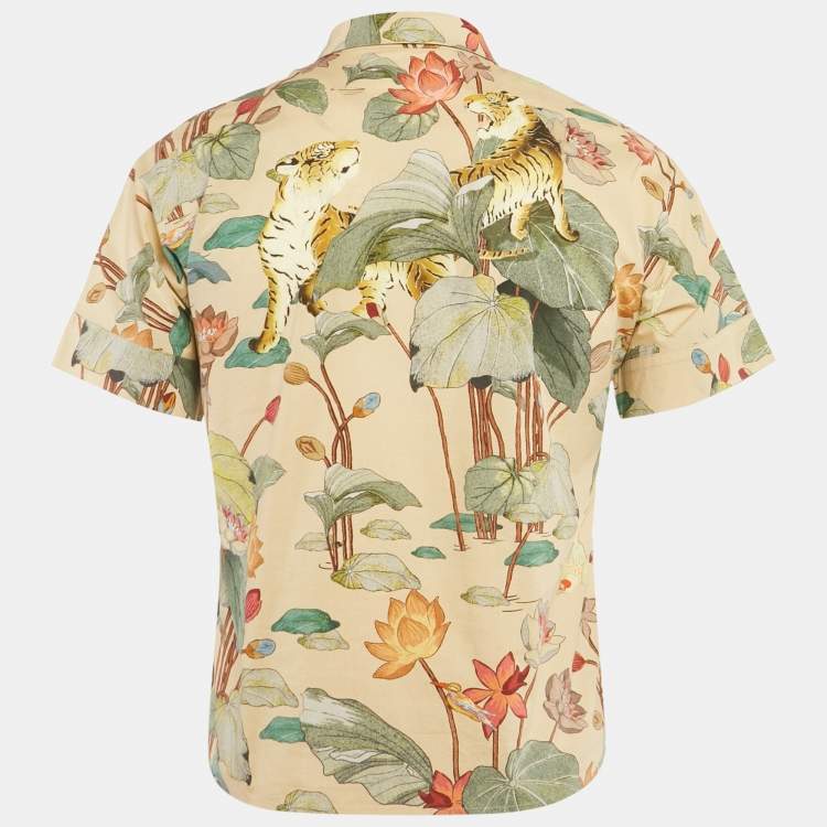 Pre Owned Etro Beige Printed Cotton Shirt M
