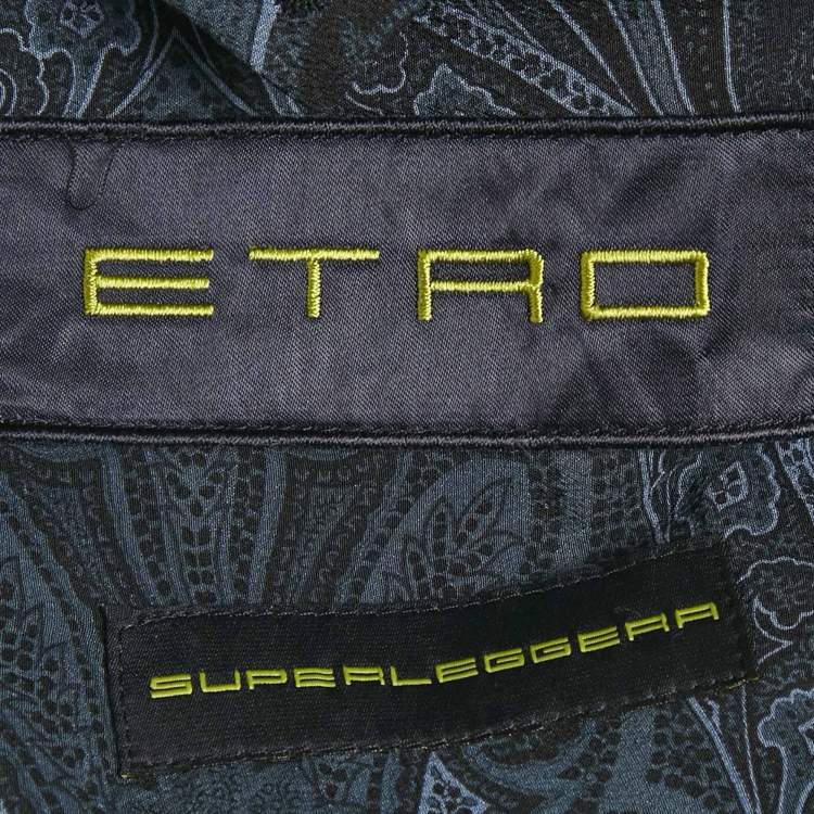 Pre Owned Etro Blue/Green Plaid Wool Superleggera Blazer XXL