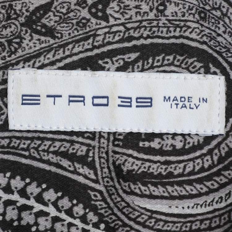 Pre Owned Etro Grey Paisley Print Cotton Long Sleeve Shirt M