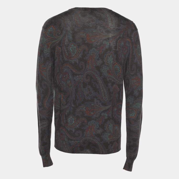 Pre Owned Etro Purple Paisley Print Wool Blend Sweatshirt M