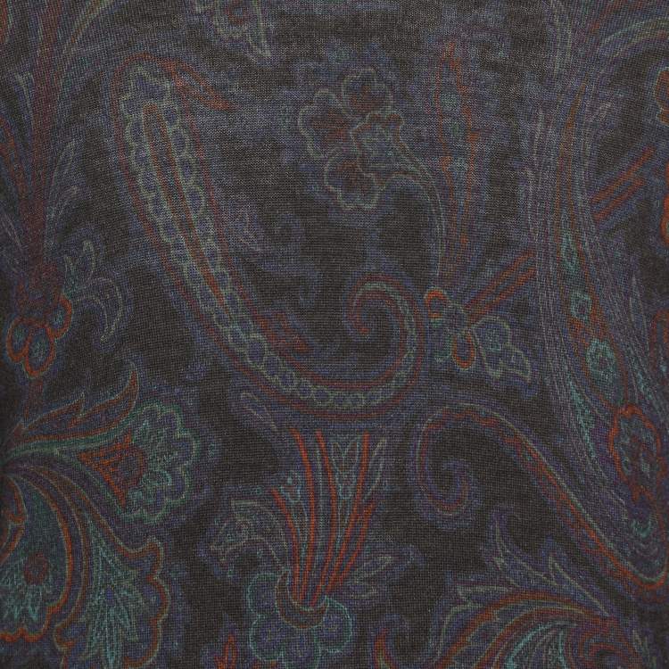 Pre Owned Etro Purple Paisley Print Wool Blend Sweatshirt M