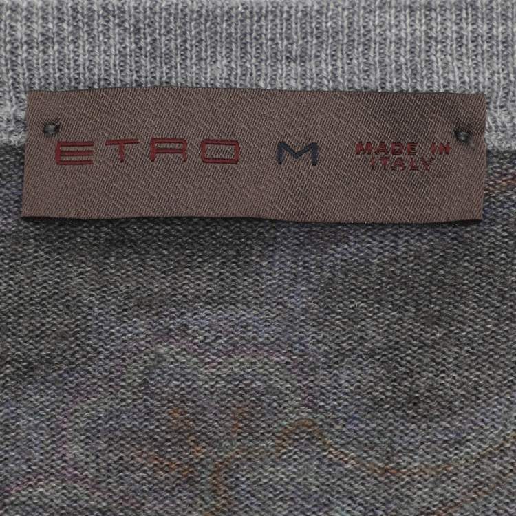 Pre Owned Etro Purple Paisley Print Wool Blend Sweatshirt M