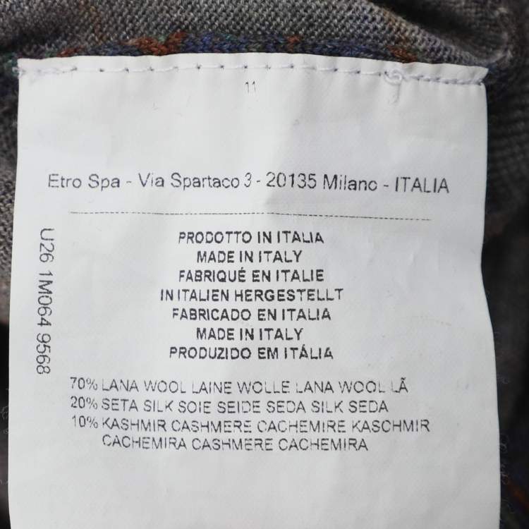 Pre Owned Etro Purple Paisley Print Wool Blend Sweatshirt M