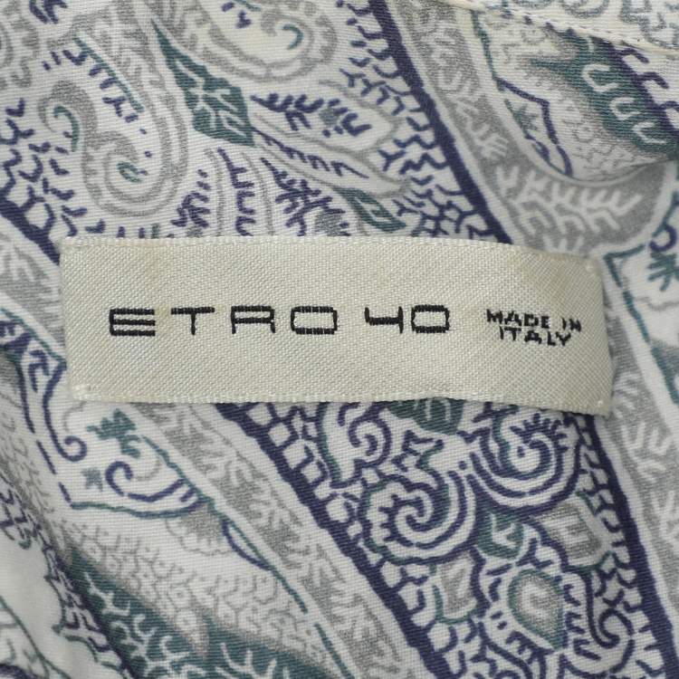 Pre Owned Etro Blue Paisley Print Cotton Long Sleeve Shirt M