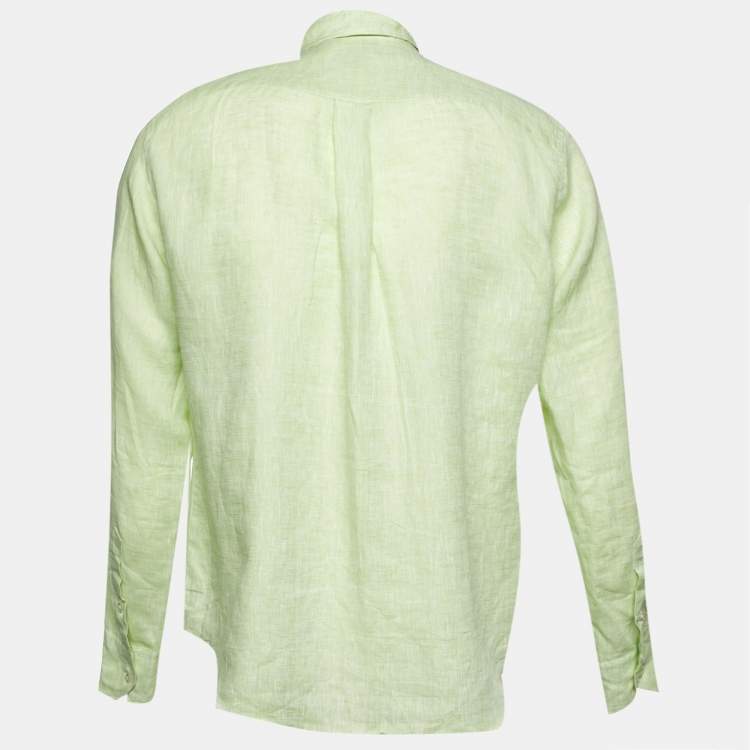 Pre Owned Etro Lime Green Linen Button Down Shirt M