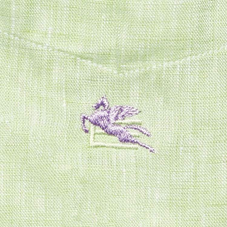 Pre Owned Etro Lime Green Linen Button Down Shirt M