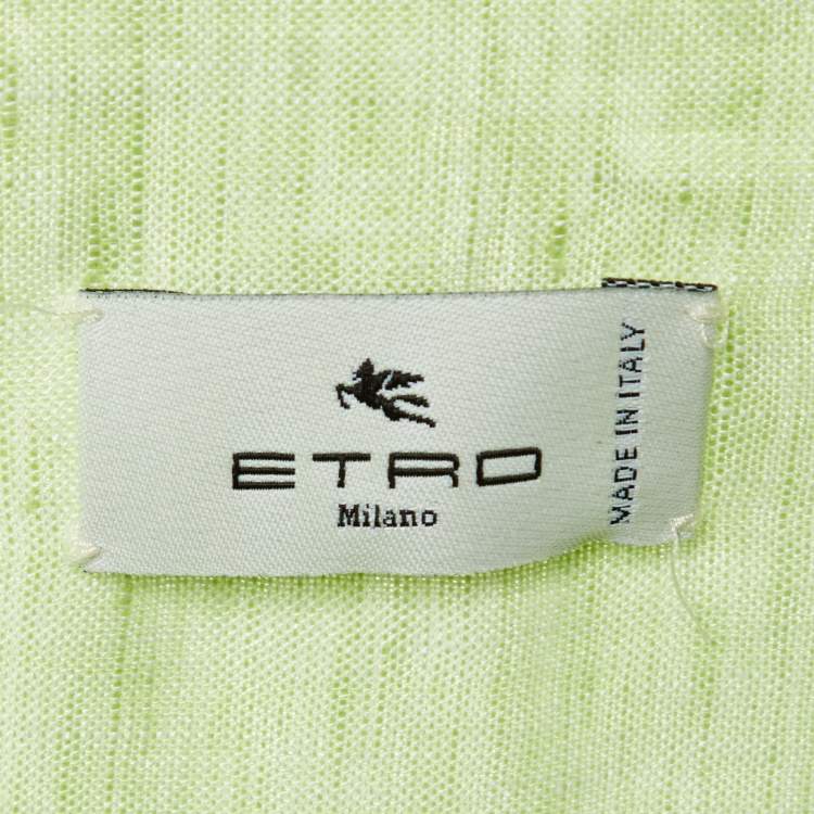 Pre Owned Etro Lime Green Linen Button Down Shirt M