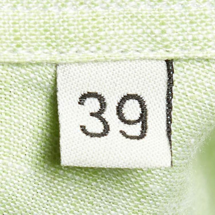 Pre Owned Etro Lime Green Linen Button Down Shirt M