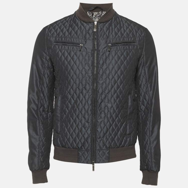 Pre Owned Etro Navy Blue Synthetic Bomber Jacket S