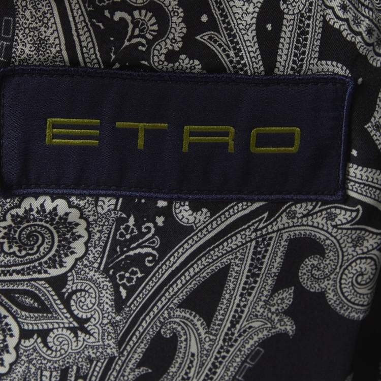 Pre Owned Etro Navy Blue Synthetic Bomber Jacket S
