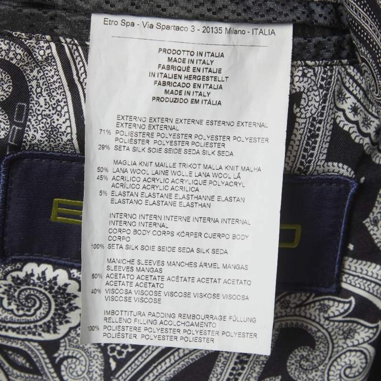 Pre Owned Etro Navy Blue Synthetic Bomber Jacket S