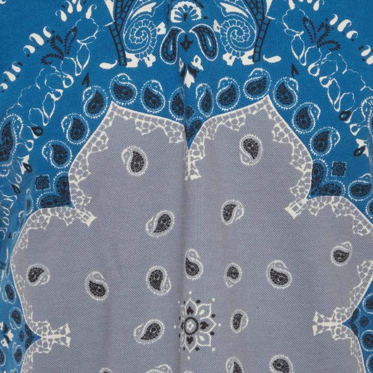 Pre Owned Etro Blue Paisley Print Polo T-Shirt M