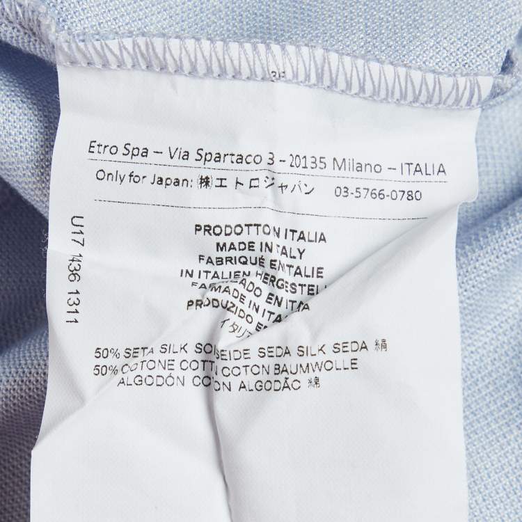 Pre Owned Etro Blue Cotton Pique Polo T-Shirt L