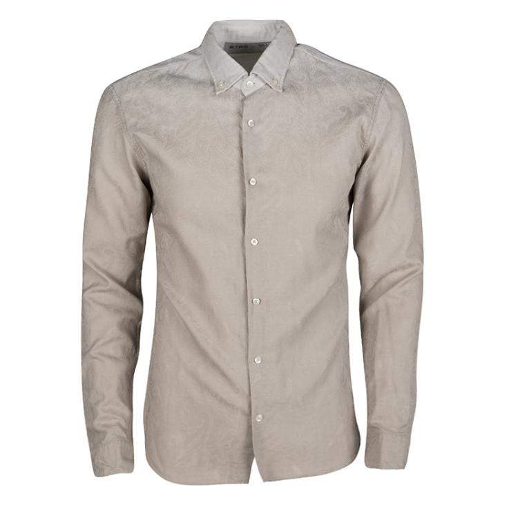 Pre Owned Etro Beige Ombre Jacquard Long Sleeve Button Down Shirt L