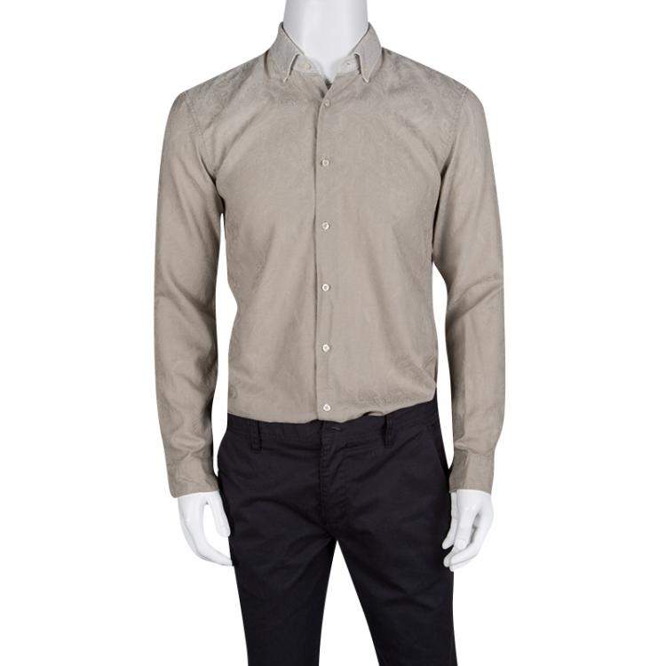 Pre Owned Etro Beige Ombre Jacquard Long Sleeve Button Down Shirt L