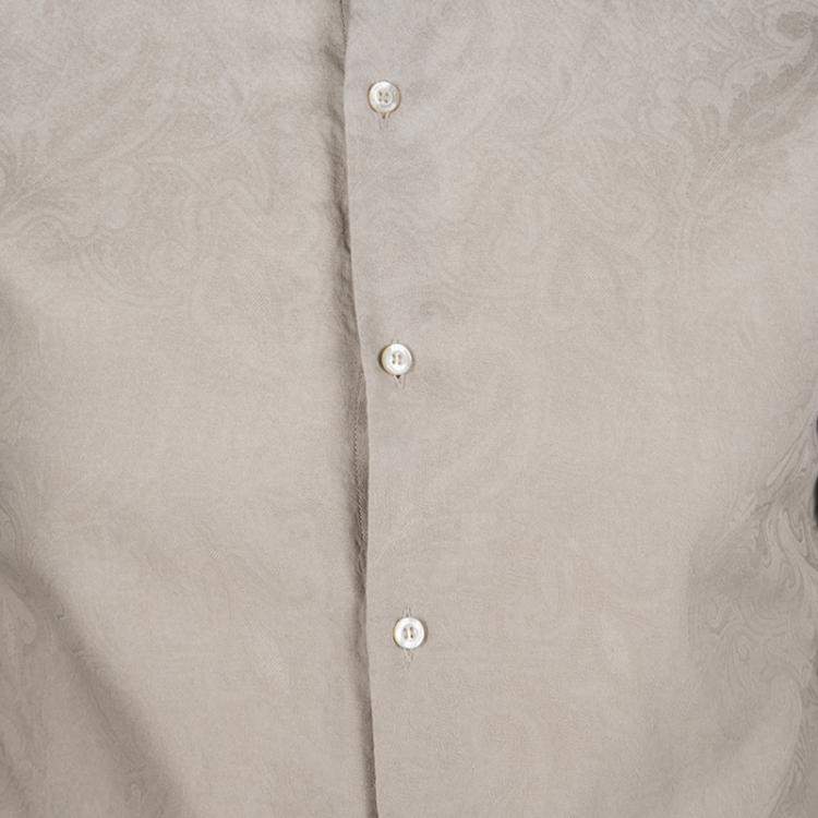 Pre Owned Etro Beige Ombre Jacquard Long Sleeve Button Down Shirt L
