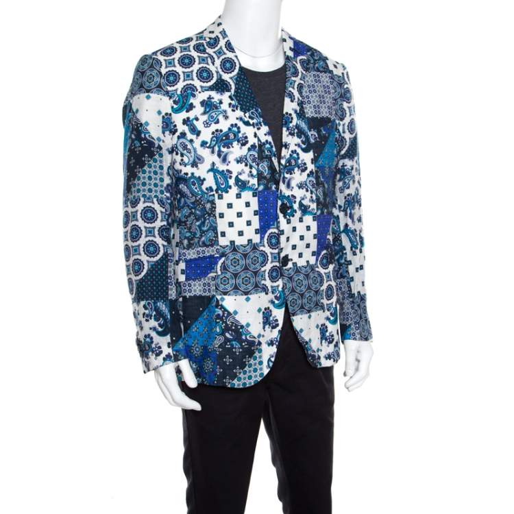 Pre Owned Etro Multicolor Paisley Printed Linen Superleggera Minerva Blazer XL