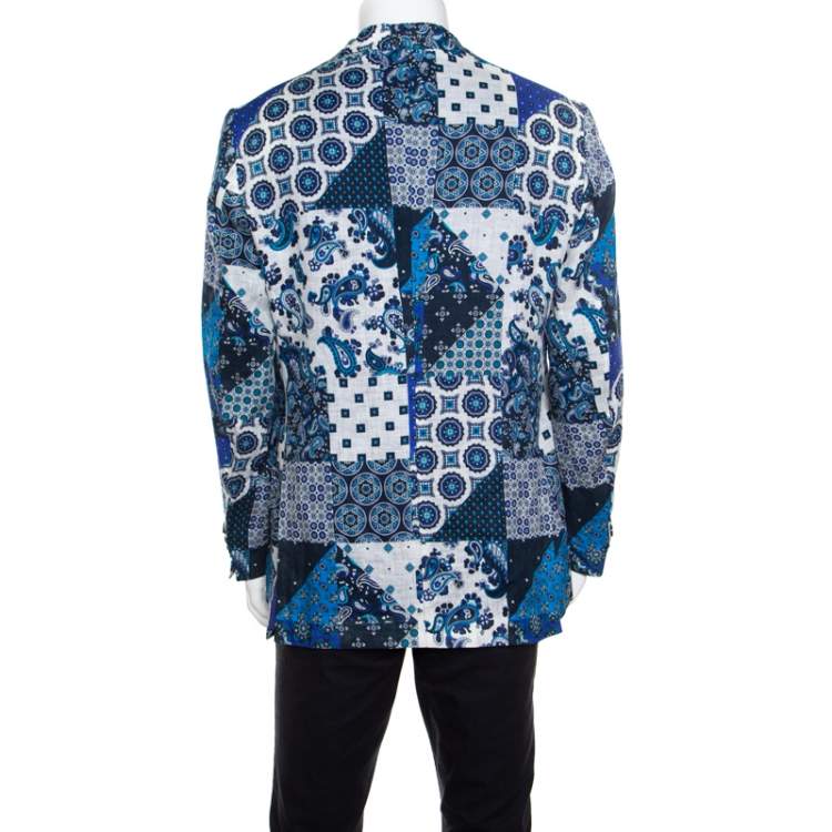 Pre Owned Etro Multicolor Paisley Printed Linen Superleggera Minerva Blazer XL