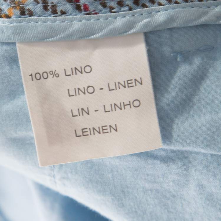Pre Owned Etro Light Blue Linen Straight Fit Trousers 3XL 