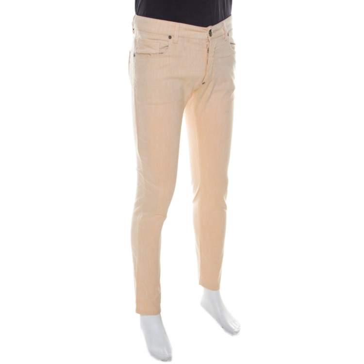 مملوكة مسبقًا Etro Orange Light Wash Slim Fit Jeans M