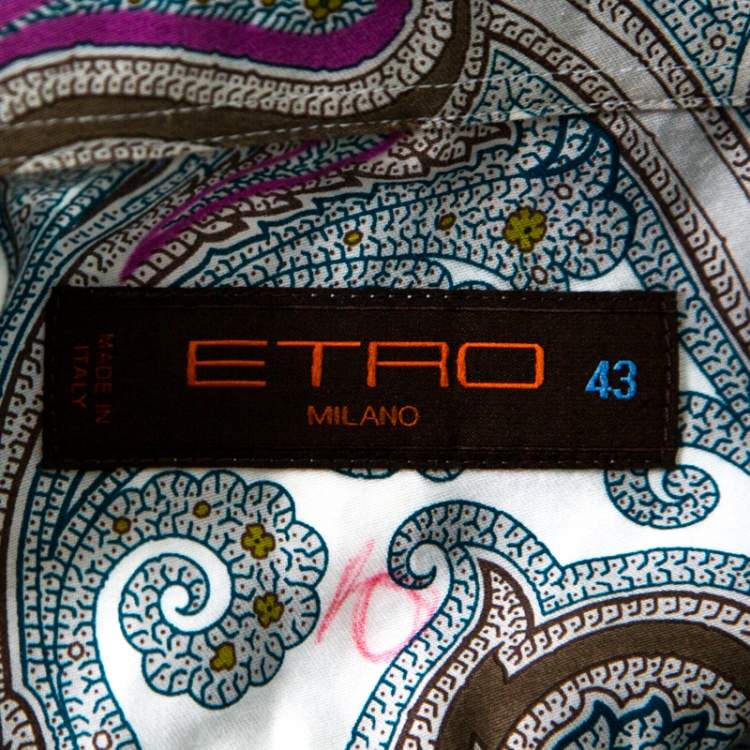 Pre Owned Etro Multicolor Paisley Print Cotton Long Sleeve Button Front Shirt XL 