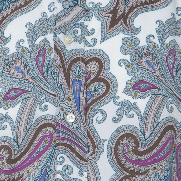 Pre Owned Etro Multicolor Paisley Print Cotton Long Sleeve Button Front Shirt XL 
