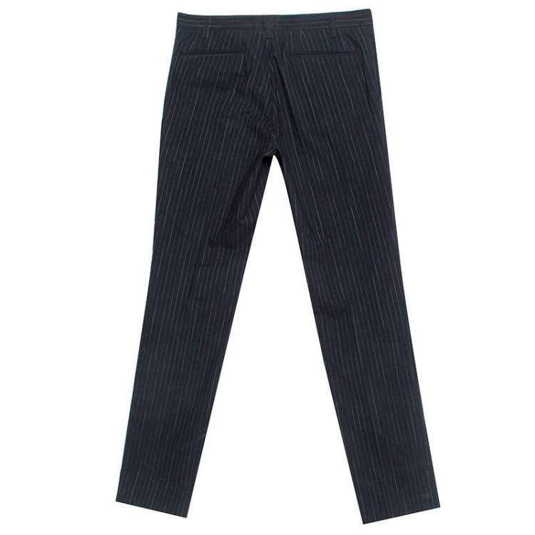 مملوكة مسبقًا Etro Black Pin Striped Cotton Tailored Tousers S