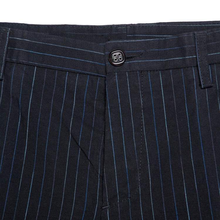 مملوكة مسبقًا Etro Black Pin Striped Cotton Tailored Tousers S