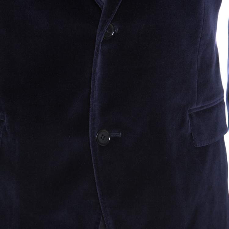 Pre Owned Etro Navy Blue Velvet Blazer XL