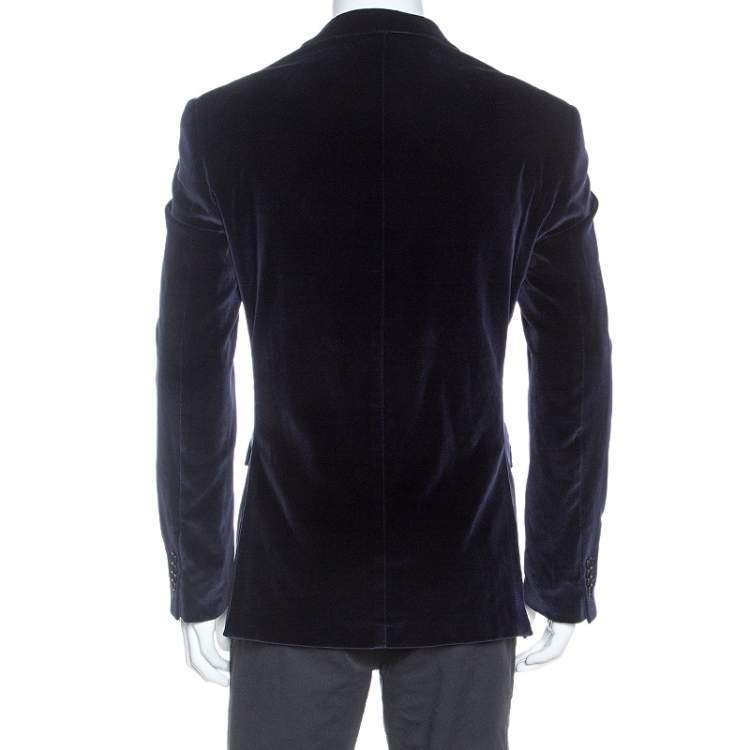 Pre Owned Etro Navy Blue Velvet Blazer XL