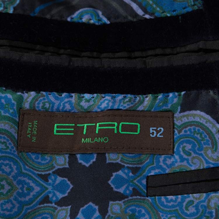 Pre Owned Etro Navy Blue Velvet Blazer XL