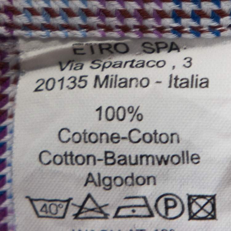 Pre Owned Etro Multicolor Houndstooth Pattern Cotton Long Sleeve Shirt L