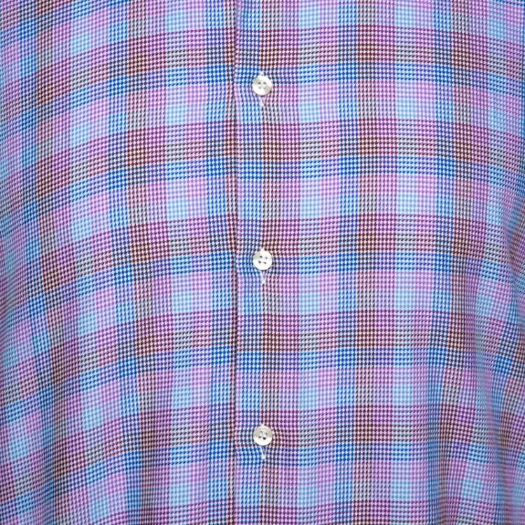 Pre Owned Etro Multicolor Houndstooth Pattern Cotton Long Sleeve Shirt L