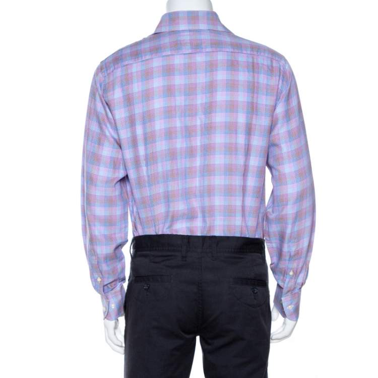 Pre Owned Etro Multicolor Houndstooth Pattern Cotton Long Sleeve Shirt L