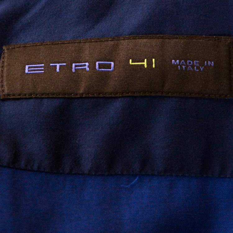 Pre Owned Etro Navy Blue Cotton Long Sleeve Button Down Shirt L