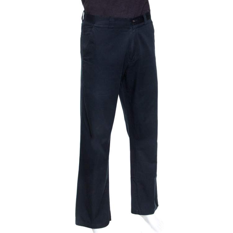 Pre Owned Etro Midnight Blue Cotton Straight Leg Trousers XL