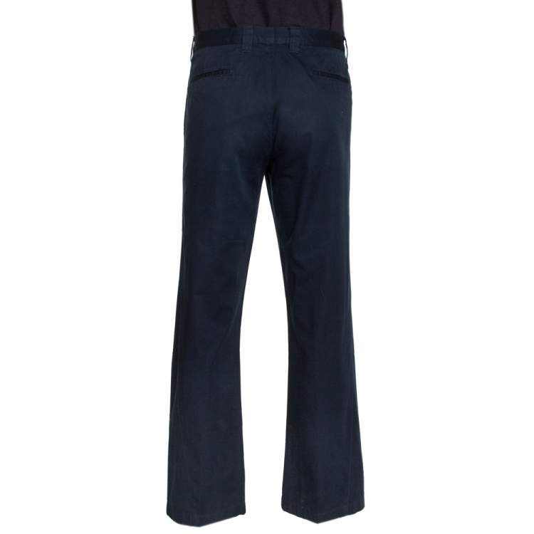 Pre Owned Etro Midnight Blue Cotton Straight Leg Trousers XL