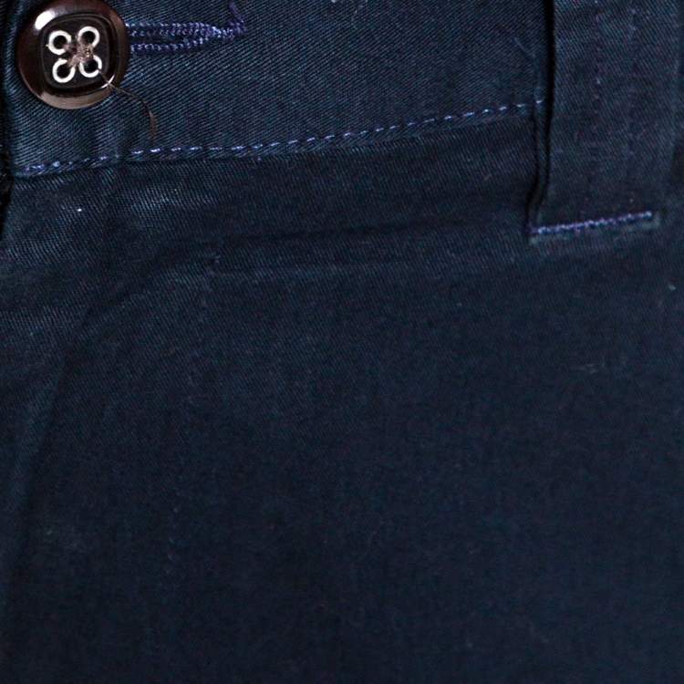Pre Owned Etro Midnight Blue Cotton Straight Leg Trousers XL