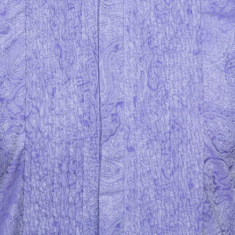Pre Owned Etro Lilac Paisley Jacquard Cotton Pintucked Long Sleeve Shirt S