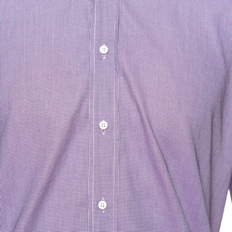 Pre Owned Etro Purple Houndstooth Pattern Cotton Long Sleeve Shirt M