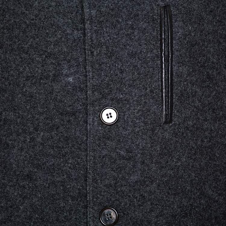 Pre Owned Etro Dark Grey Wool Mid-Length Coat XL