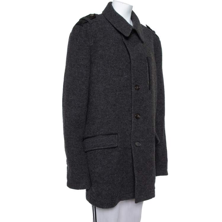 Pre Owned Etro Dark Grey Wool Mid-Length Coat XL