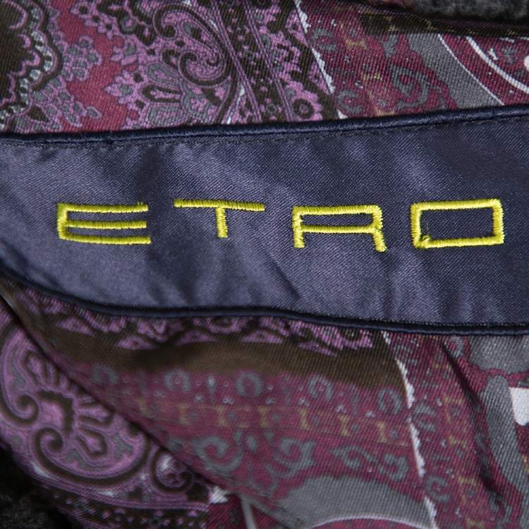 Pre Owned Etro Dark Grey Wool Mid-Length Coat XL