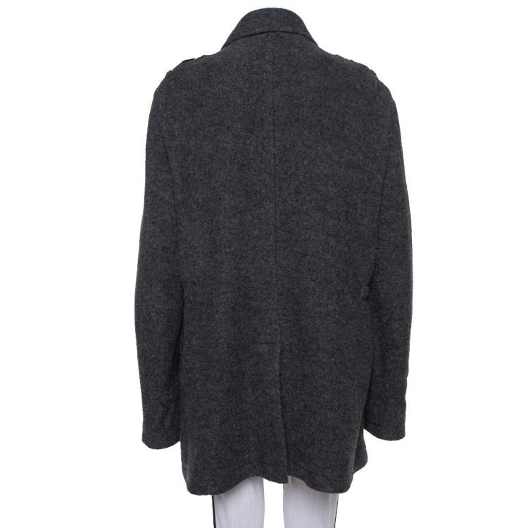Pre Owned Etro Dark Grey Wool Mid-Length Coat XL