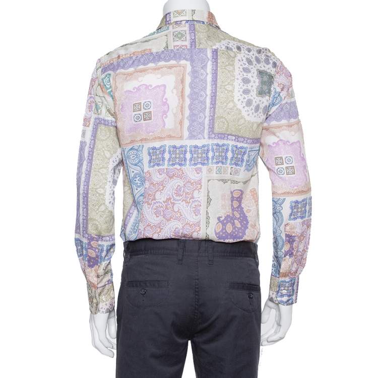 Pre Owned Etro Multicolor Paisley Printed Cotton Button Front Shirt L
