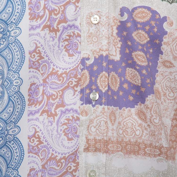 Pre Owned Etro Multicolor Paisley Printed Cotton Button Front Shirt L