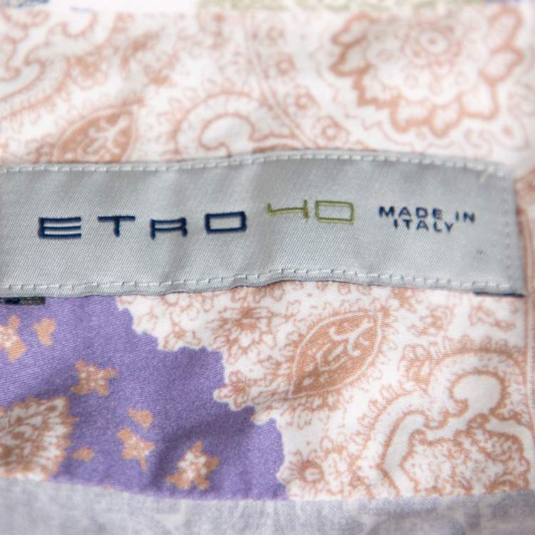 Pre Owned Etro Multicolor Paisley Printed Cotton Button Front Shirt L