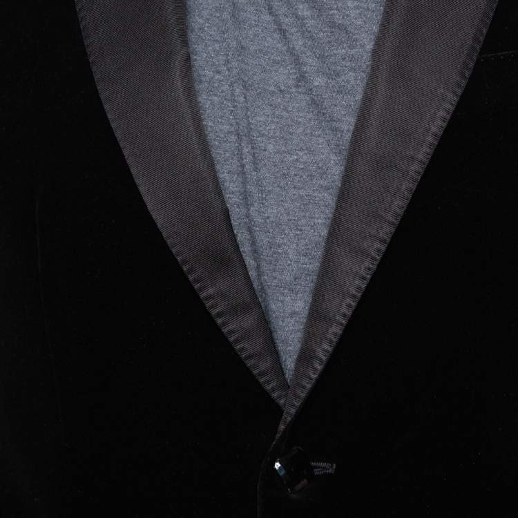 Pre Owned Etro Black Velvet Button Front Blazer L